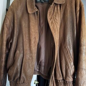 Louis Alvear Men’s Brown Leather Bomber Jacket Size L